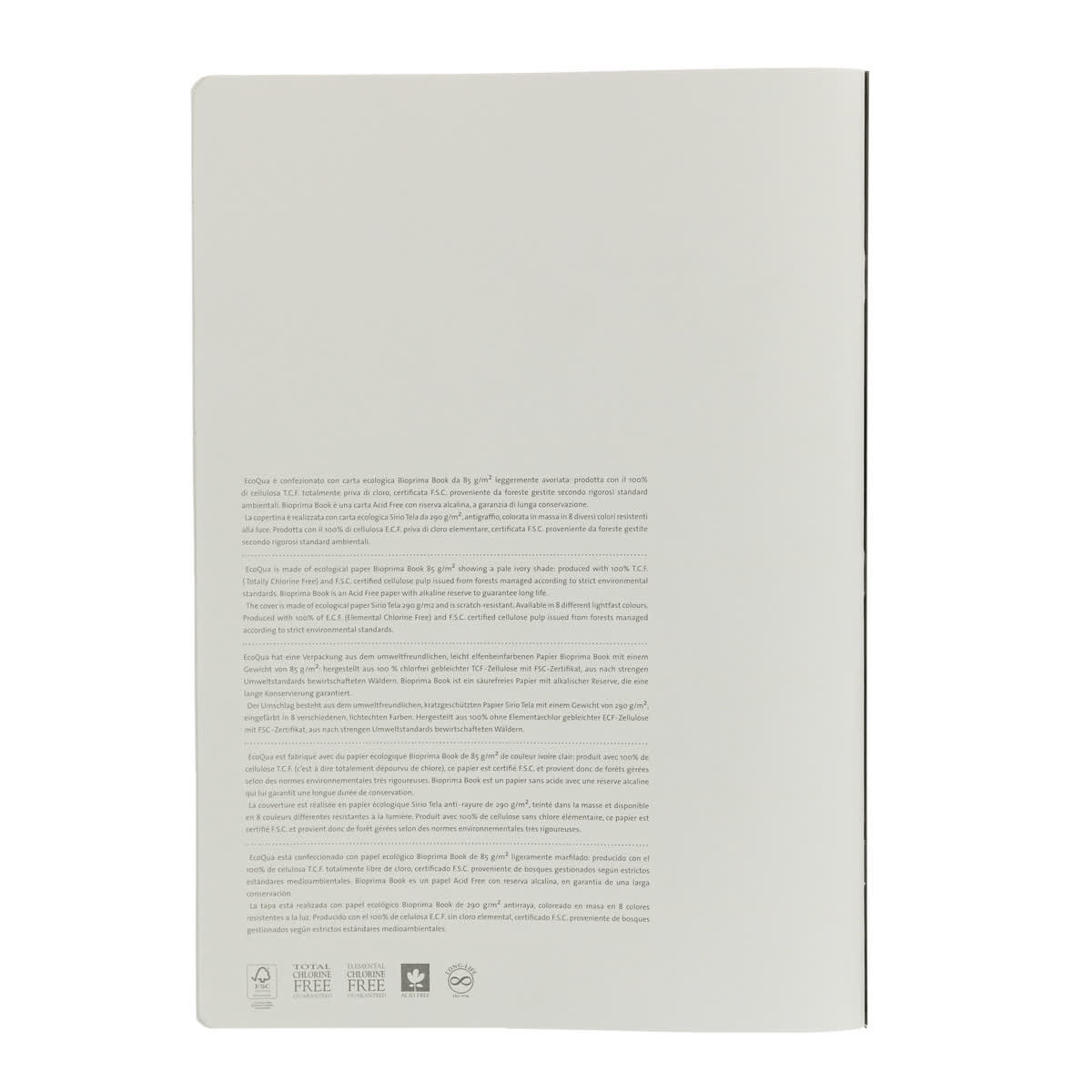 Fabriano EcoQua Notebook, 38 Sheets, 8.25 in x 11.7 in, Stone