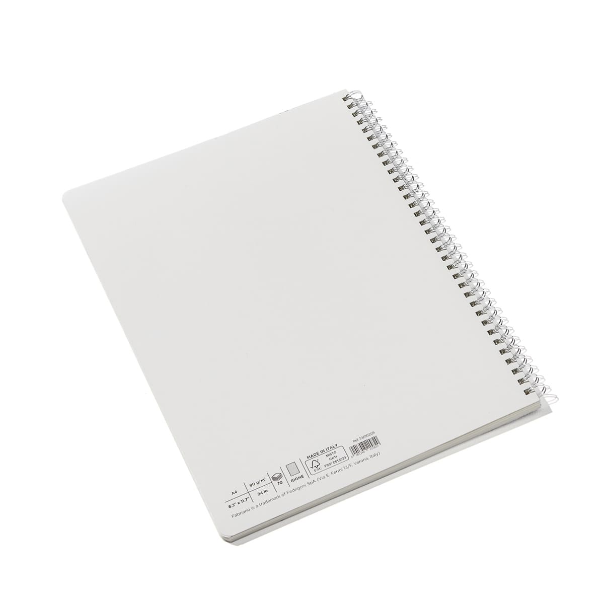 Fabriano Ecoqua Original Spiral-Bound Notebook, 8.3 in x 11.7 in, A4, Lined, 70 Sheets, Grey