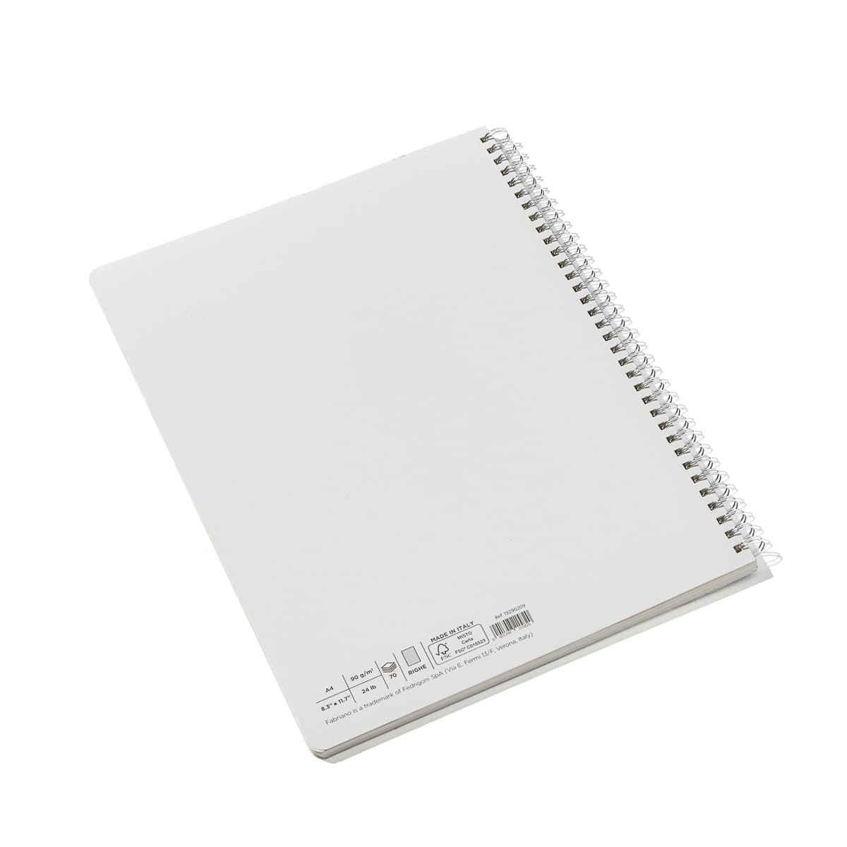 Fabriano Ecoqua Original Spiral-Bound Notebook, 8.3 in x 11.7 in, A4, Lined, 70 Sheets, Black