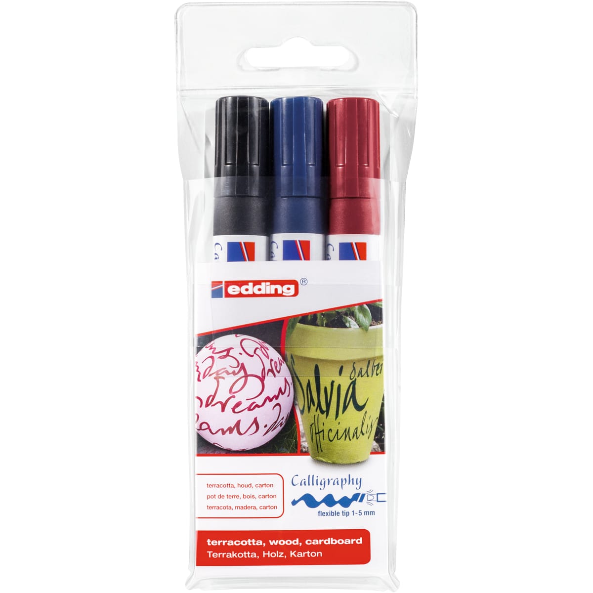 1455 Calligraphy Marker Set 3-Marker Set - Black, Blue & Red
