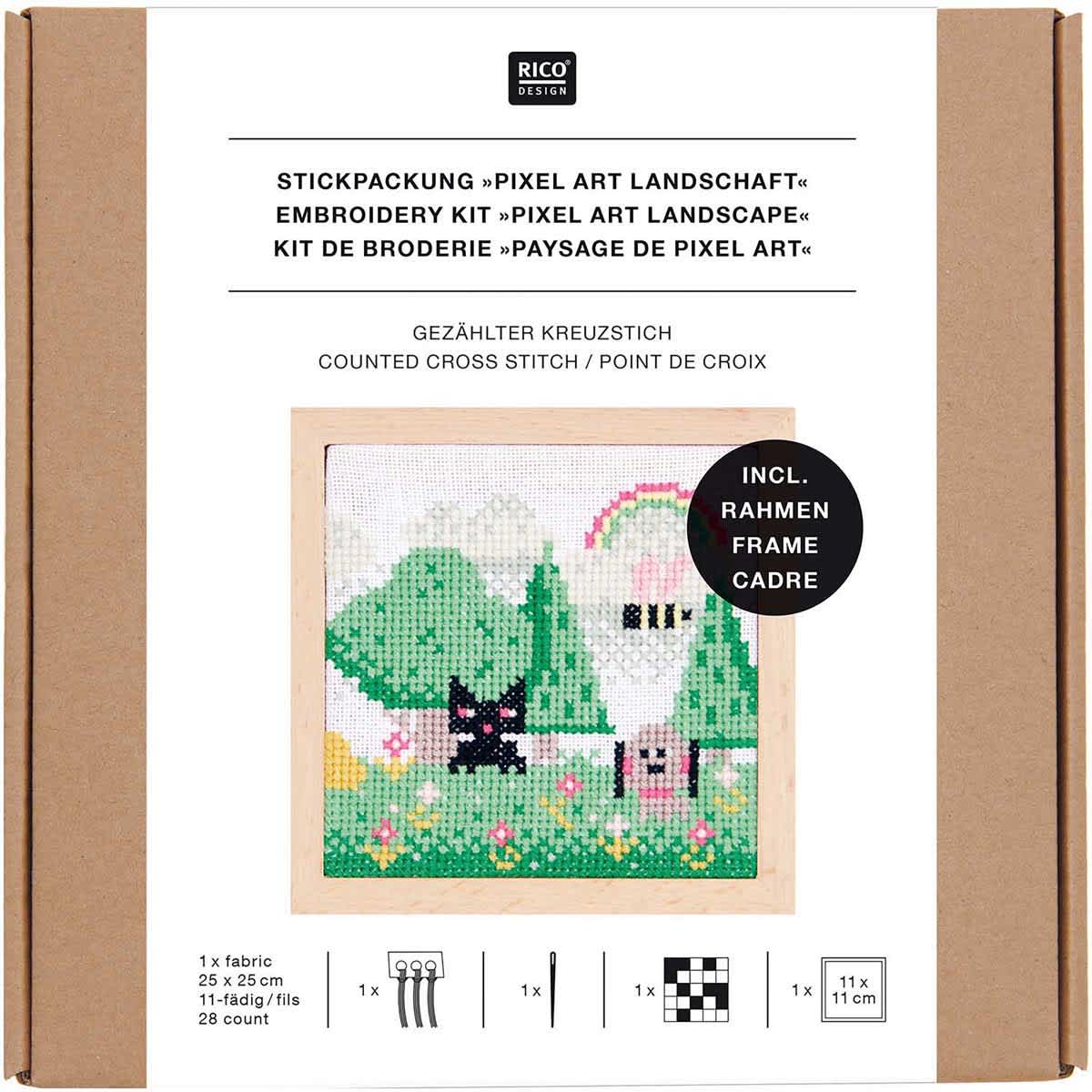 Cross Stitch Kits Pixel Art Landscape Kit - 11 x 11 cm (4.3" x 4.3")
