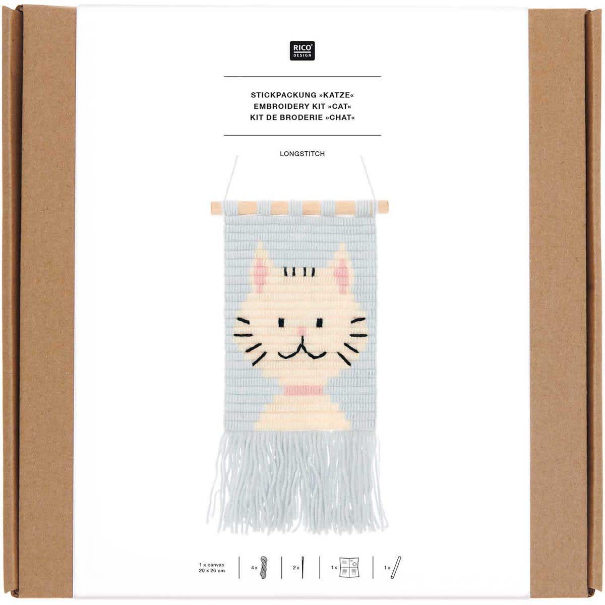 Longstitch Embroidery Kits Cat Kit - 18 x 30 cm (7.1" x 11.2")