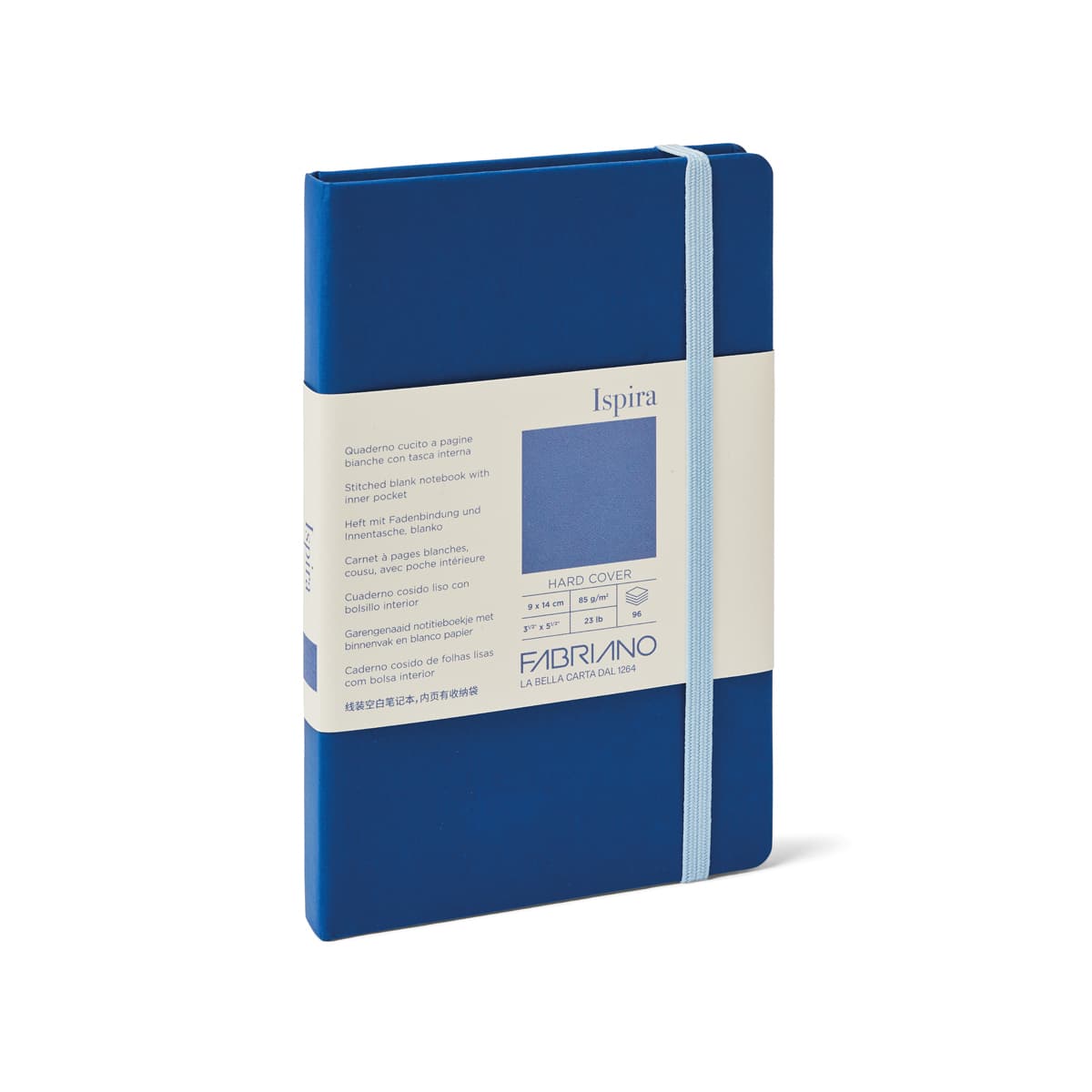 Fabriano Ispira Hard-Cover Notebook, 3.5 in x 5.5 in, Blank, Blue