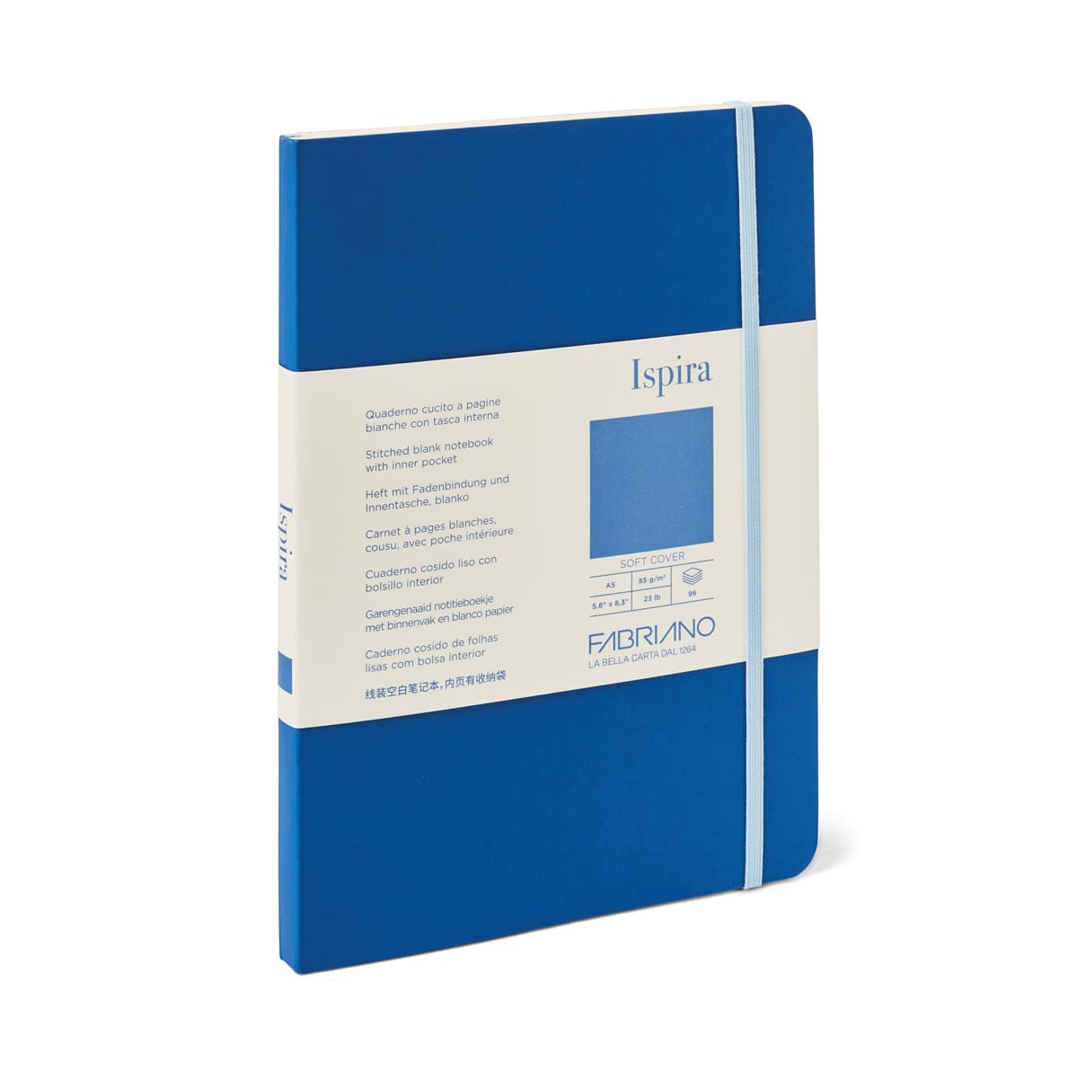 Fabriano Ispira Soft-Cover Notebook, 5.8 in x 8.3 in, Blank, Blue