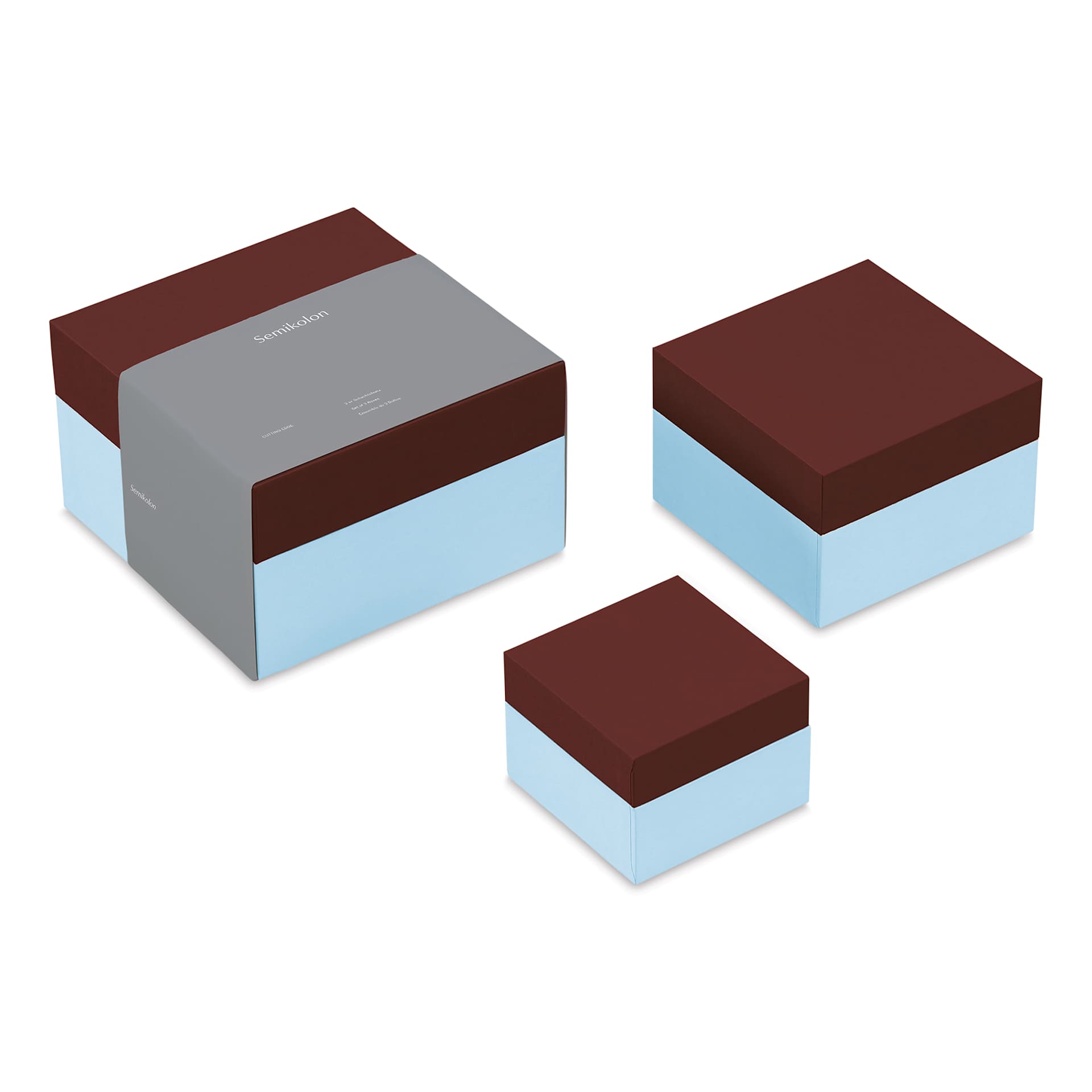 Semikolon Cutting Edge Nesting Gift Boxes - Pecan/Ice, Set of 3 (large, medium, and small boxes)