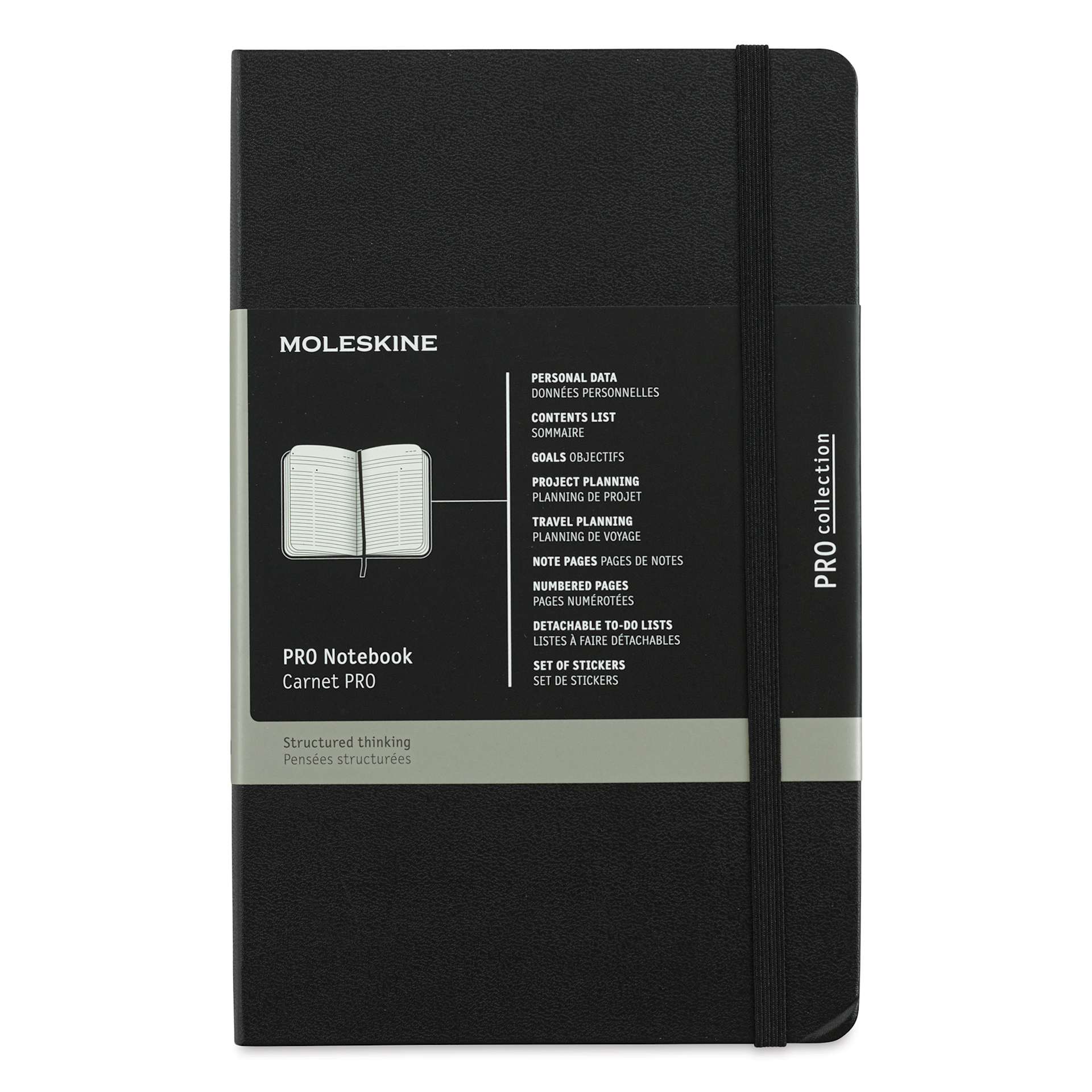 Moleskine Pro Collection Notebook - Large Black Hard Cover Notebook shown upright