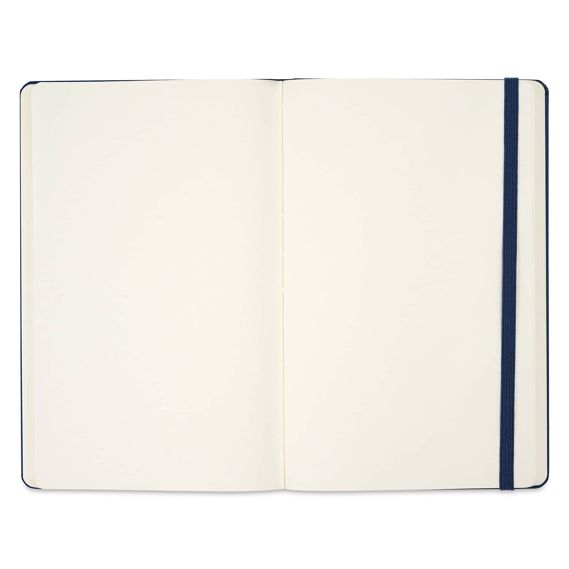 Moleskine Classic Hardcover Notebook - Sapphire Blue, Blank, 8-1/4" x 5" (open to show paper)