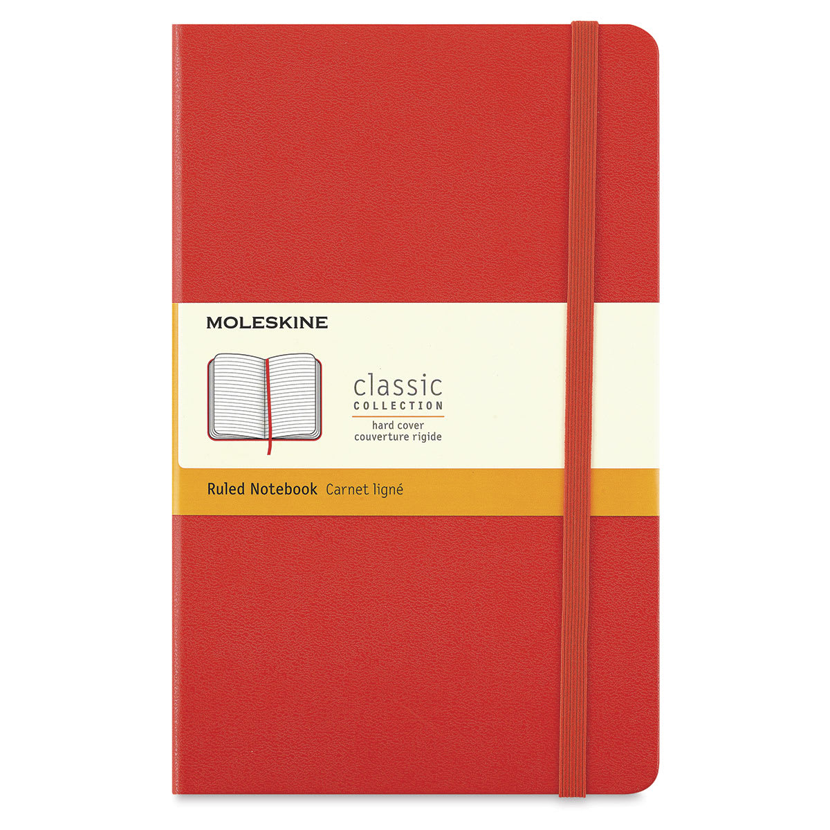 Moleskine Classic Hardcover Notebook - Scarlet Red, Ruled, 8-1/4" x 5"