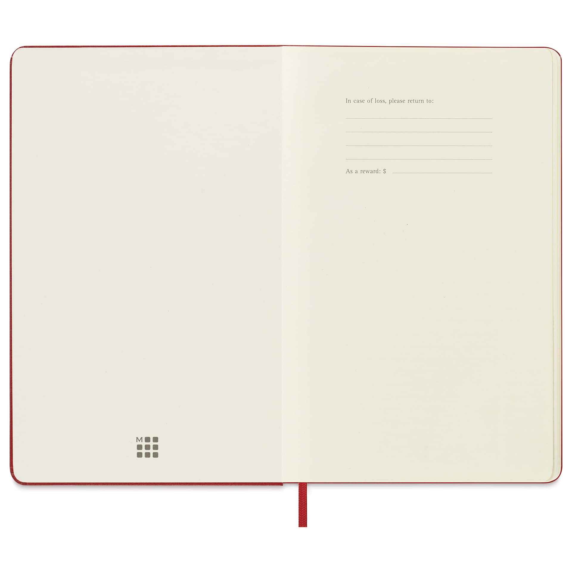 Moleskine Sketchbook - Red, Large, 8¼" × 5", inside cover