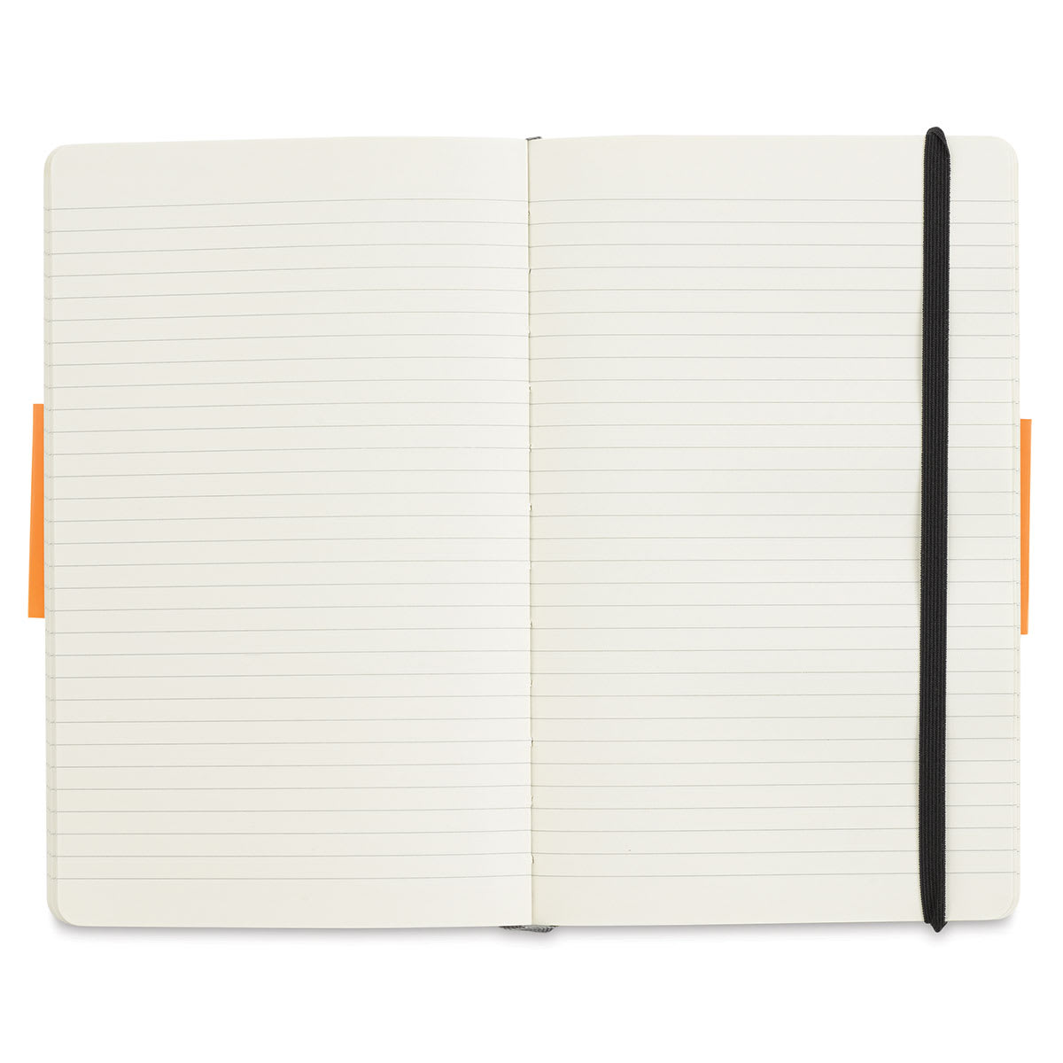 Moleskine Classic Soft Cover Notebook - Black, Ruled, 8-1/4" x 5" (notebook open)