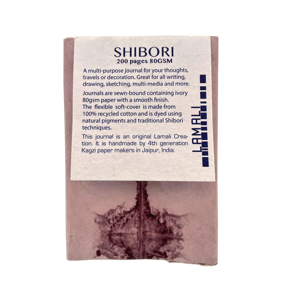 LAMALI Shibori Soft-Cover Handmade Journal, 3.9 in x 5.9 in, 200 Pgs./Bk., Madder