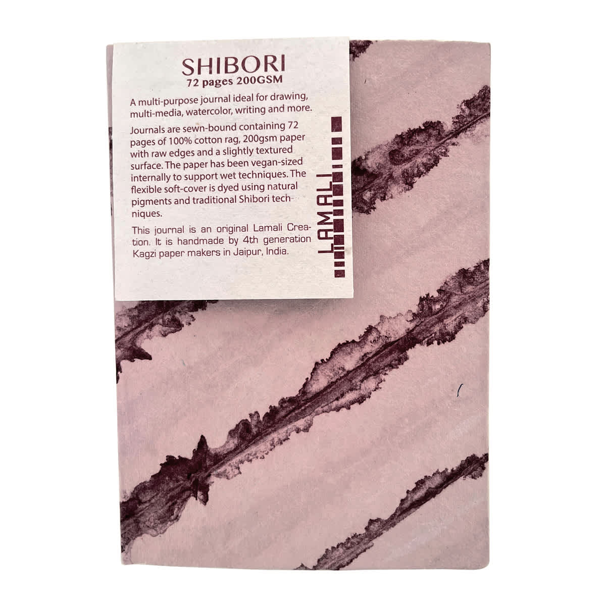 LAMALI Shibori Soft-Cover Handmade Journal, 5.9 in x 8.3 in, 72 Pgs./Bk., Madder