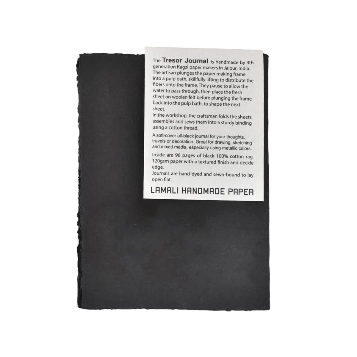 LAMALI Tresor Toned Soft-Cover Handmade Journal, 96 Pages, Black