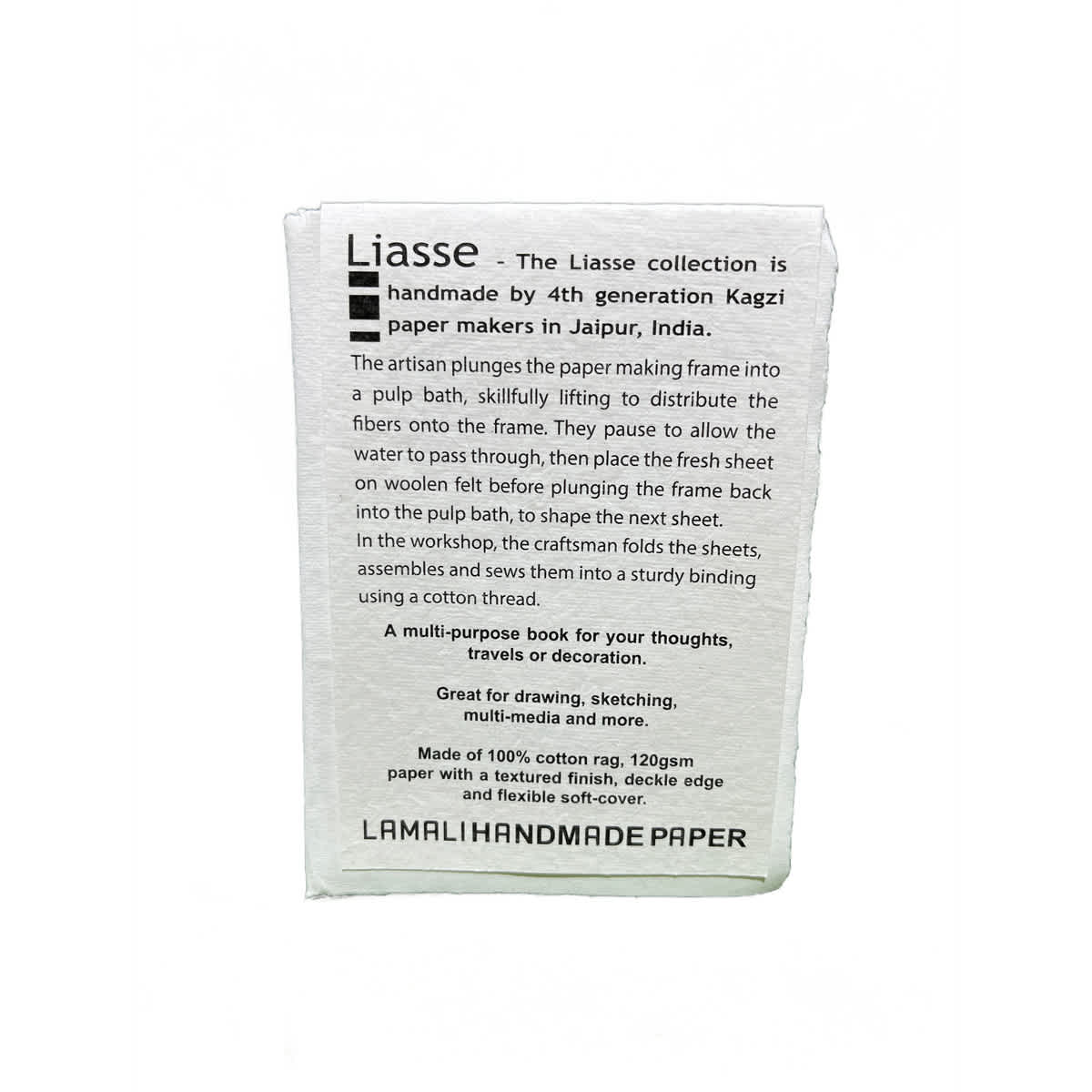 LAMALI Liasse Soft-Cover Handmade Book, 3.5 in x 4.7 in, 144 Pgs./Bk., White