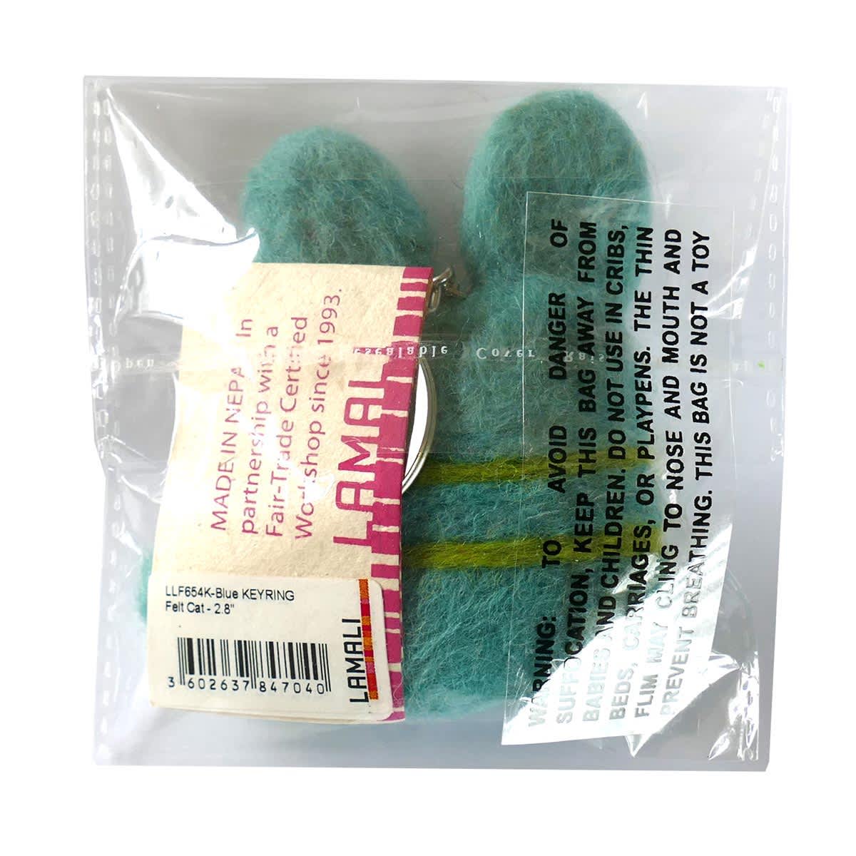 Felt Cat Handmade Key Rings Blue
