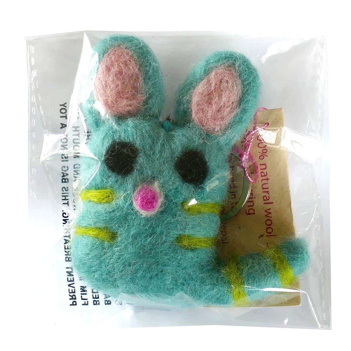 Felt Cat Handmade Key Rings Blue