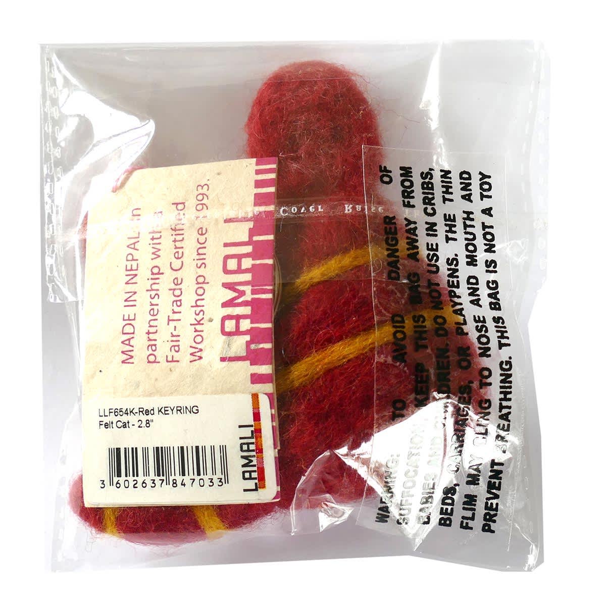 Felt Cat Handmade Key Rings Red