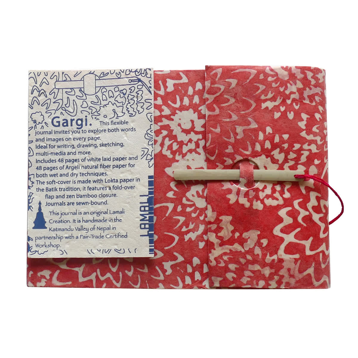 LAMALI Gargi Soft-Cover Handmade Journal, 5.9 in x 8.7 in, 96 Pgs./Bk., Rose Batik