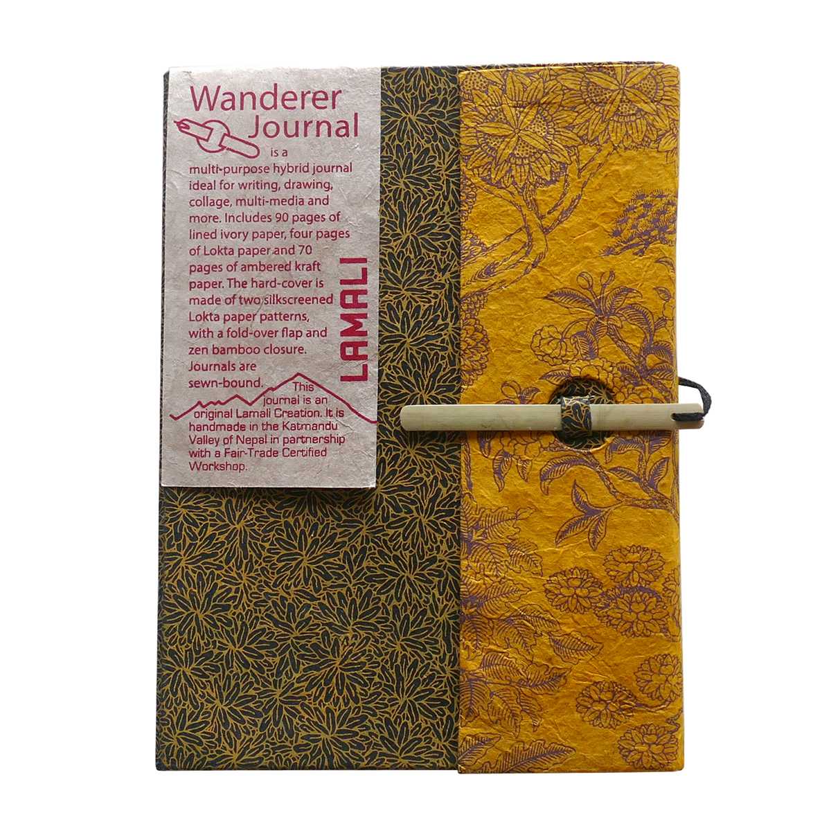 LAMALI Wanderer Hard-Cover Handmade Journal, 5.9 in x 8.3 in, 164 Pgs./Bk., Gold-Brown