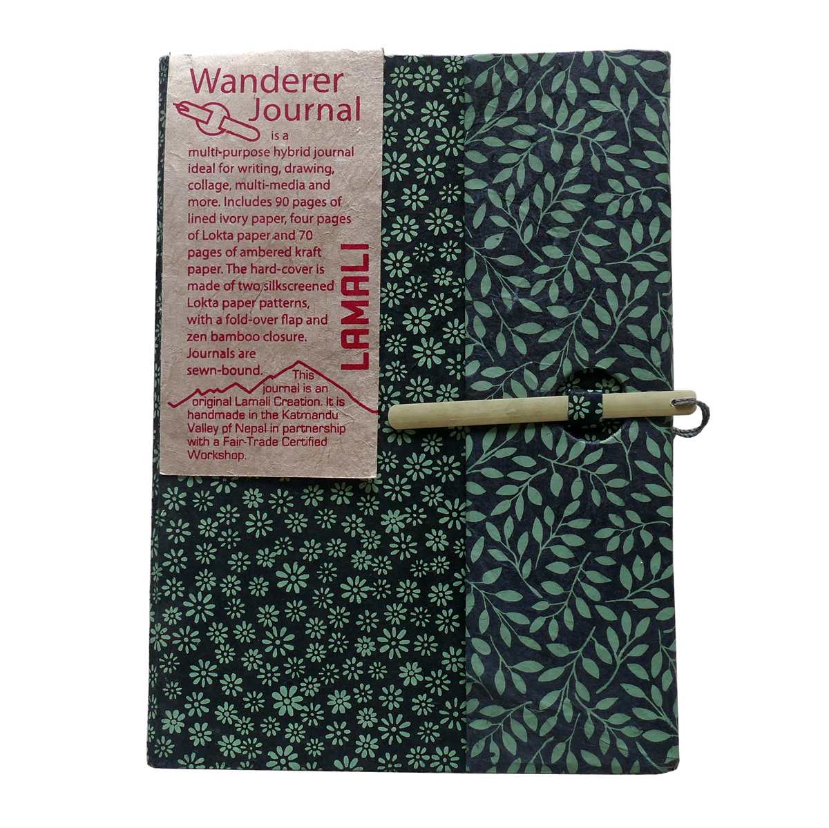 LAMALI Wanderer Hard-Cover Handmade Journal, 5.9 in x 8.3 in, 164 Pgs./Bk., Blue-Aqua