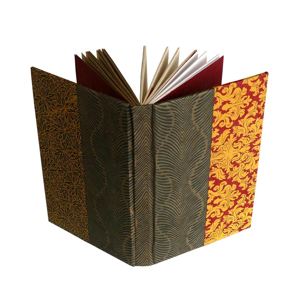 LAMALI Traveler's Hard-Cover Handmade Journal, 3.5 in x 5.5 in, 160 Pgs./Bk. Red/Brown