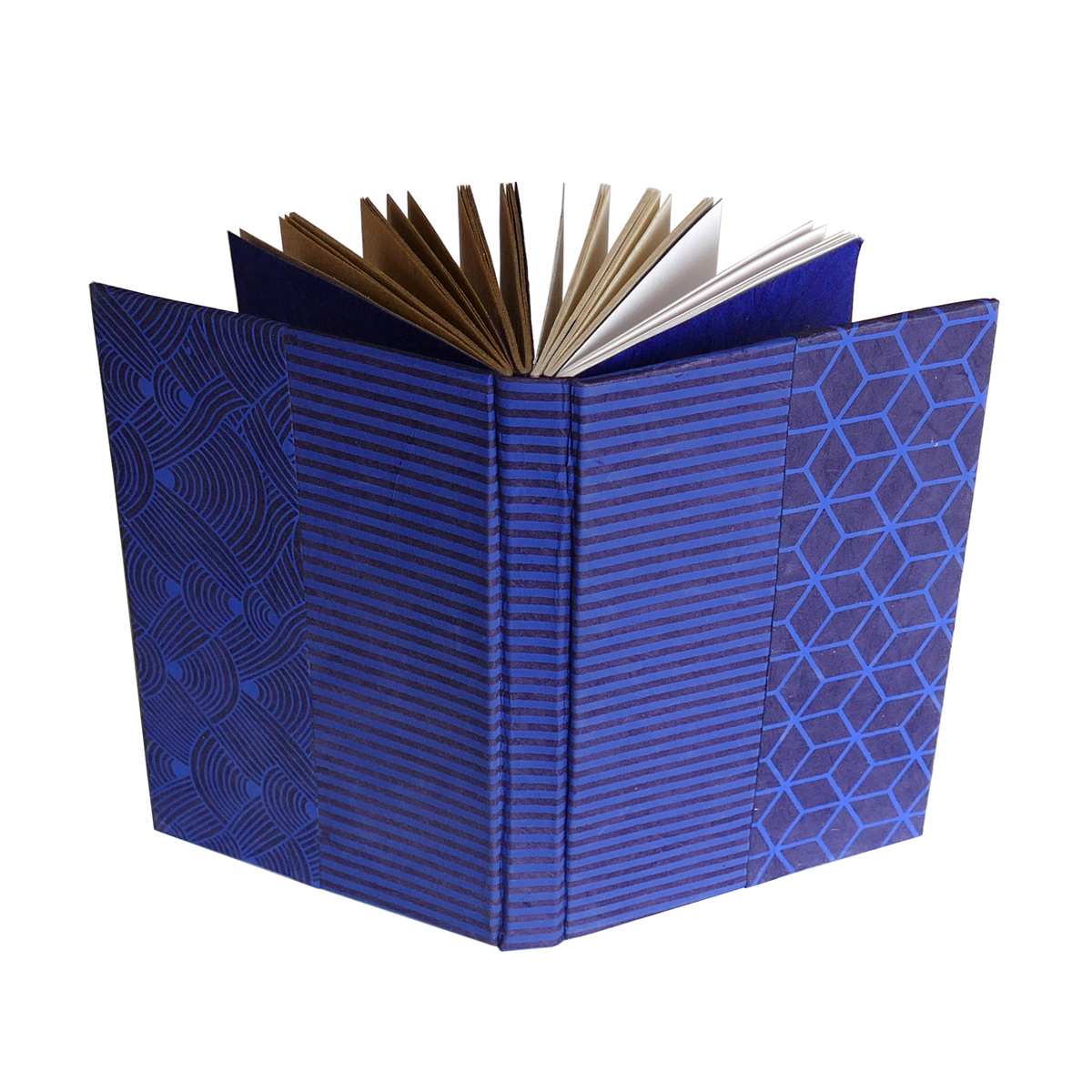 LAMALI Traveler's Hard-Cover Handmade Journal, 3.5 in x 5.5 in, 160 Pgs./Bk., Blue/Navy