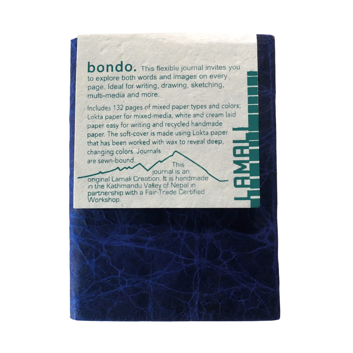 LAMALI Bondo Soft-Cover Handmade Journal, 4.3 in x 5.9 in, Navy