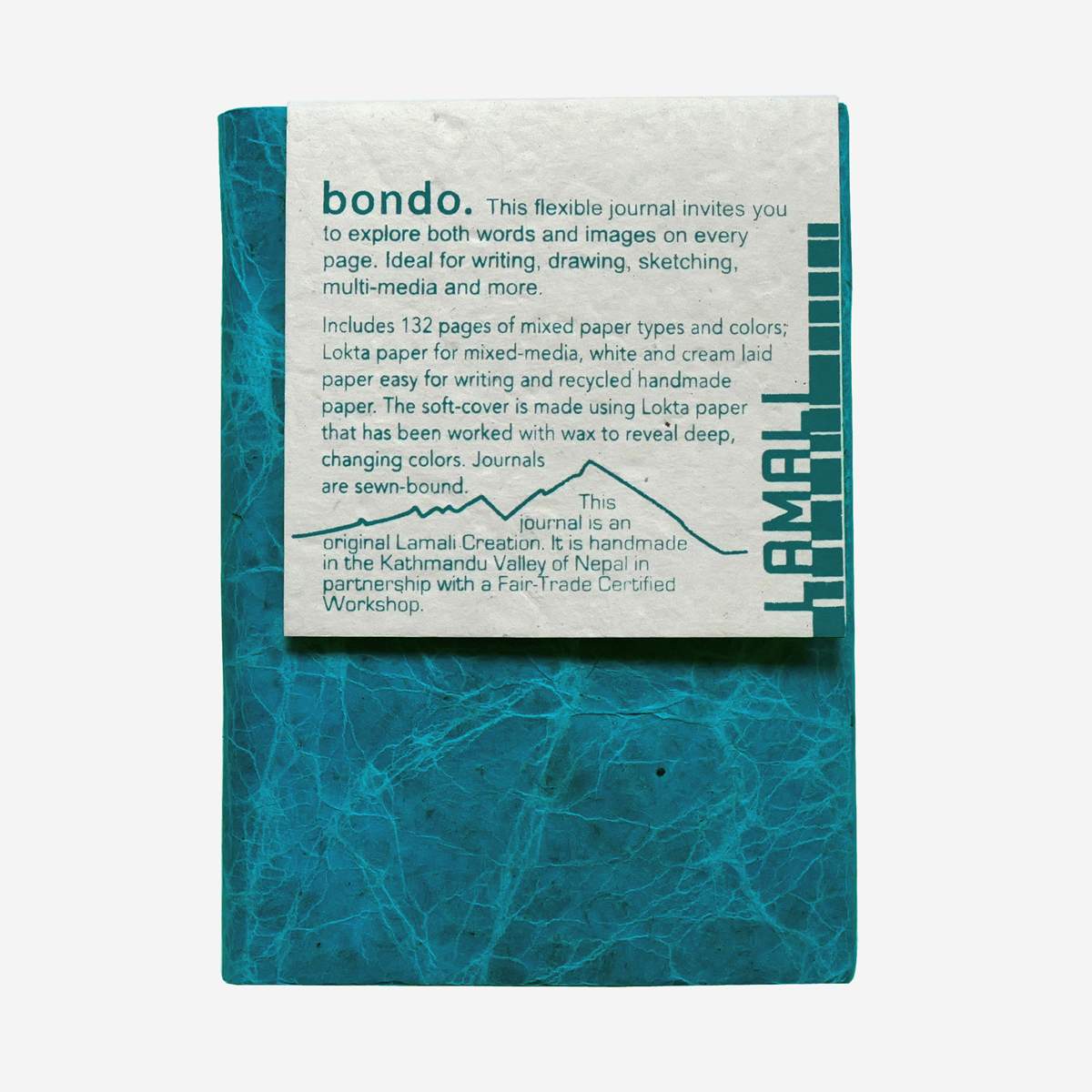 LAMALI Bondo Soft-Cover Handmade Journal, 4.3 in x 5.9 in, Blue