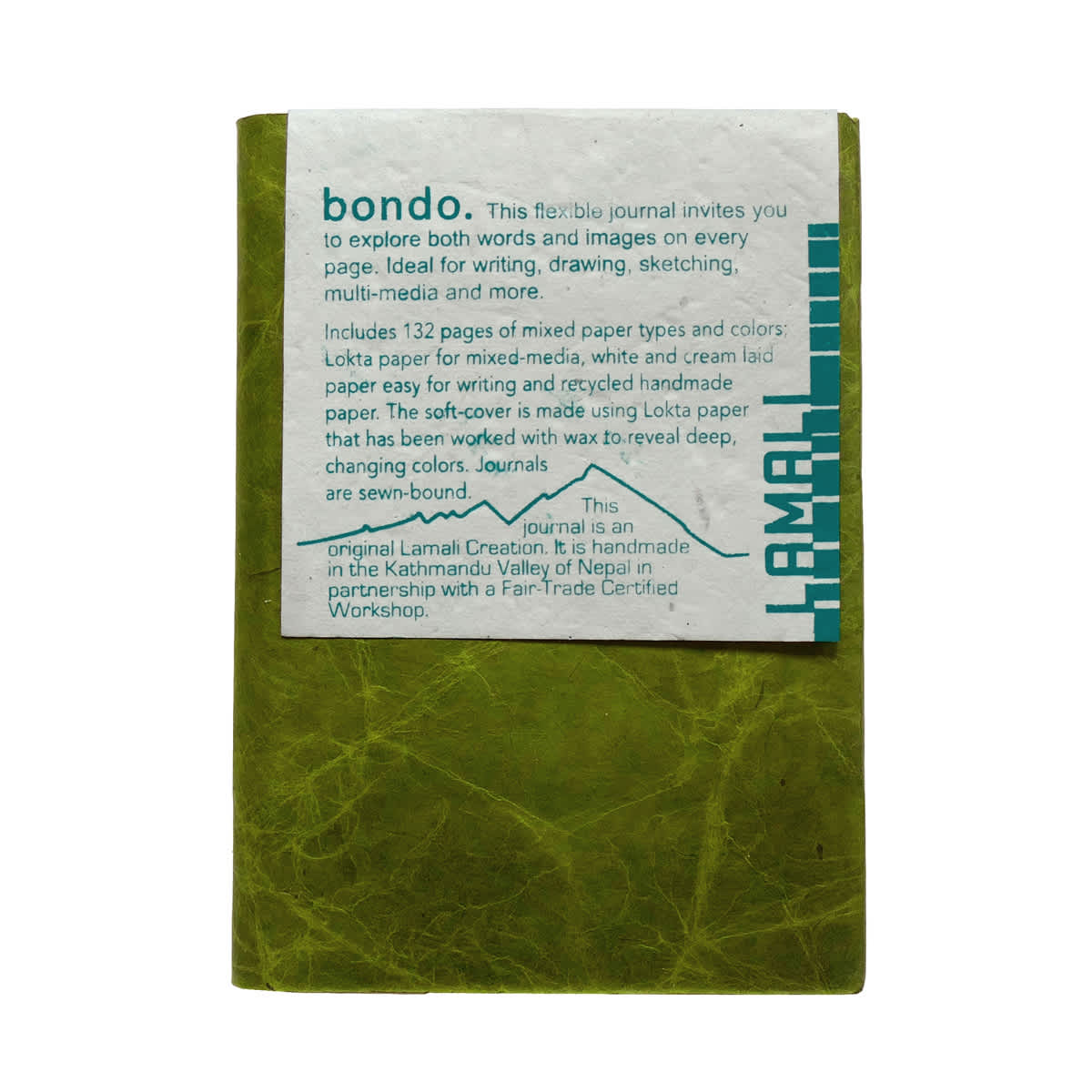 LAMALI Bondo Soft-Cover Handmade Journal, 4.3 in x 5.9 in, Green