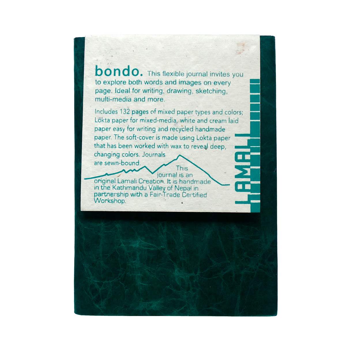 LAMALI Bondo Soft-Cover Handmade Journal, 4.3 in x 5.9 in, Emerald Green