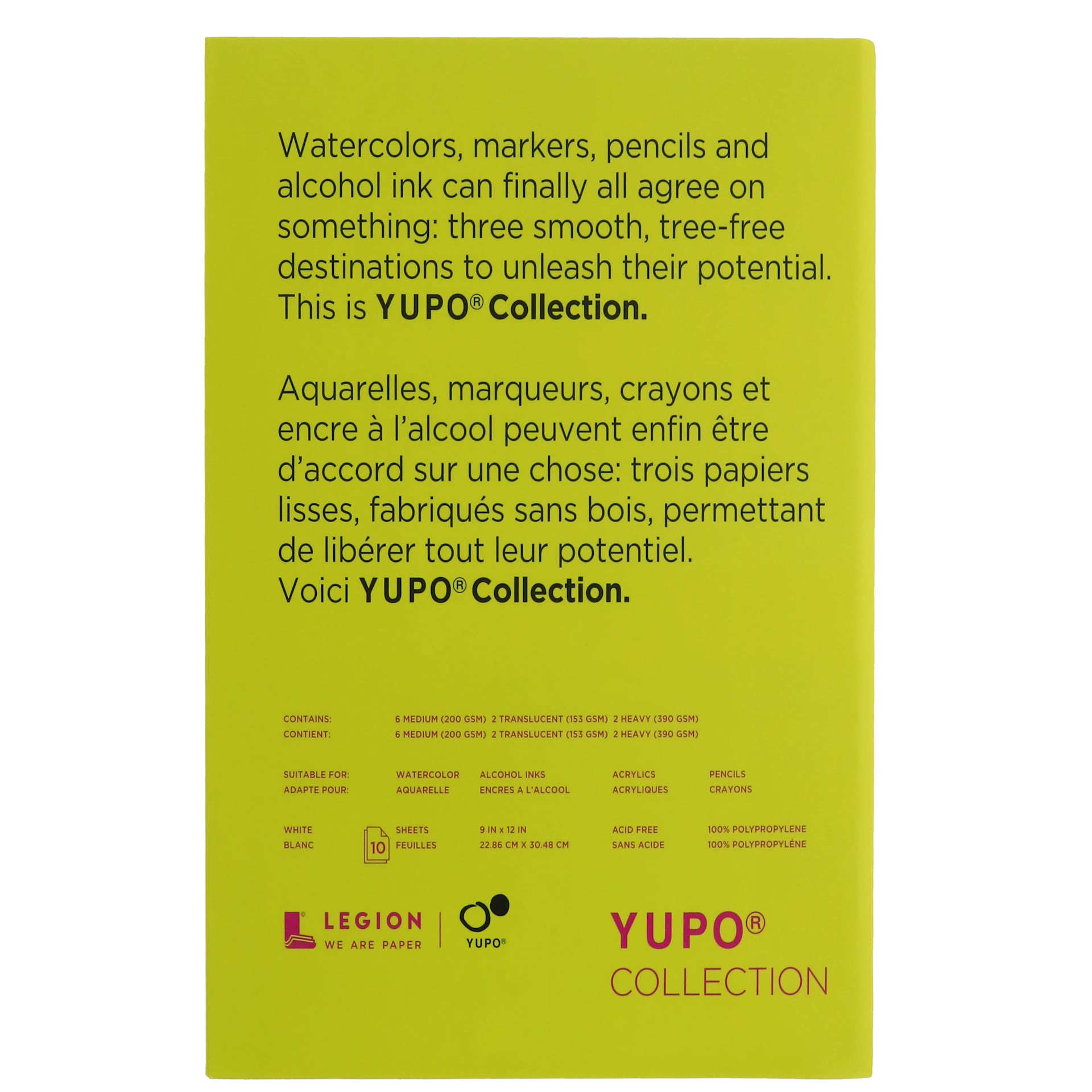 Legion Yupo Watercolor Pad 9" x 12" 10 Sheets
