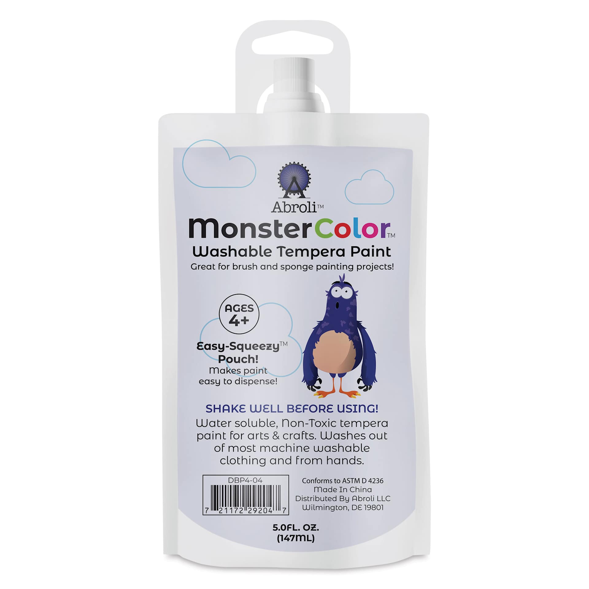 Abroli MonsterColor Washable Tempera Paint - Dark Blue, 5 oz Pouch