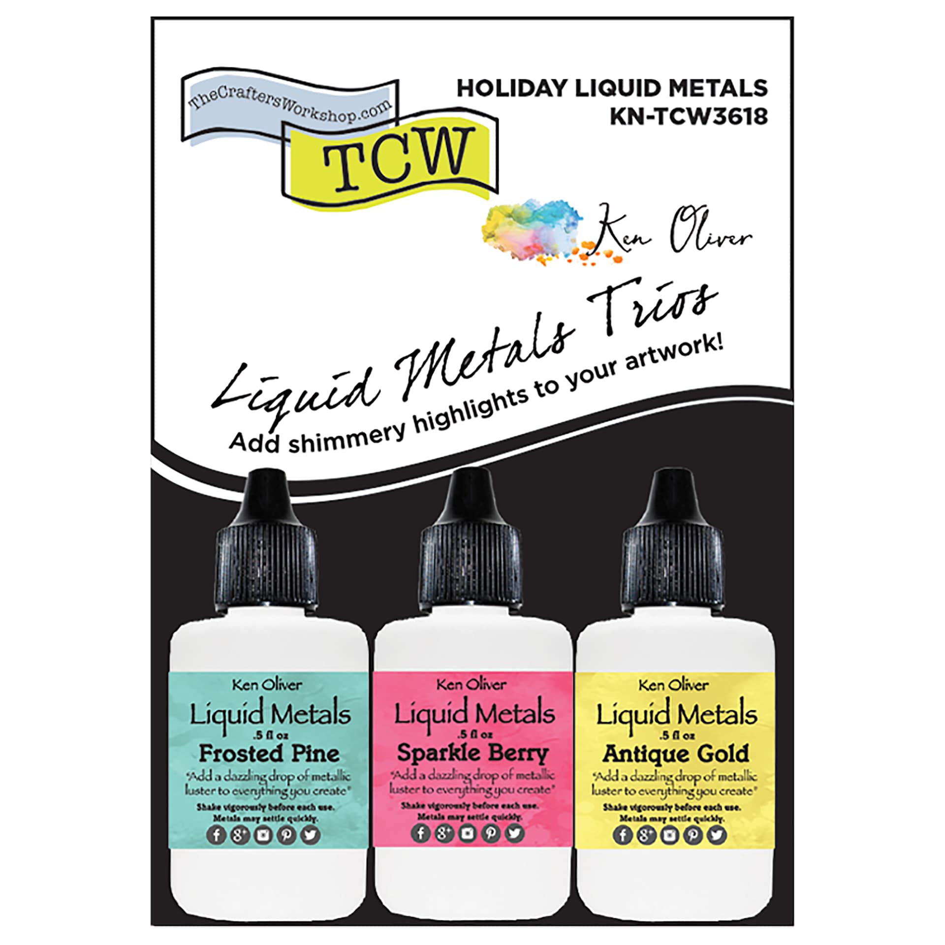 Crafter's Workshop Liquid Metallic Watercolor Set of 3 Holiday Colors