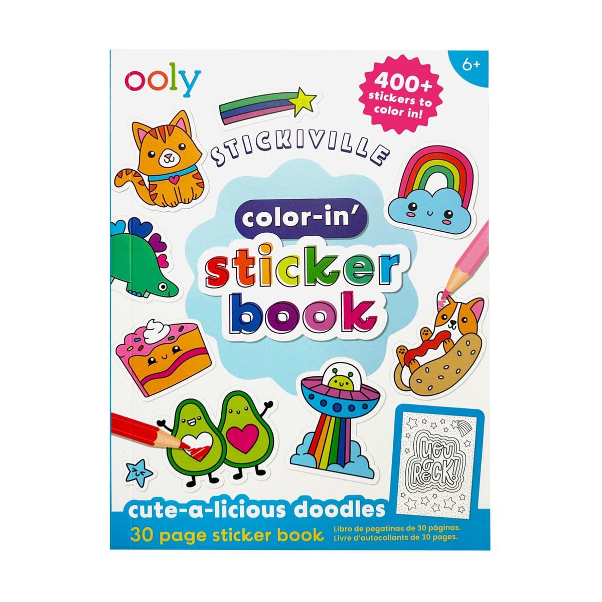 Cute-A-Licious Doodles Sticker Book 400+ Color-In Sticker Book