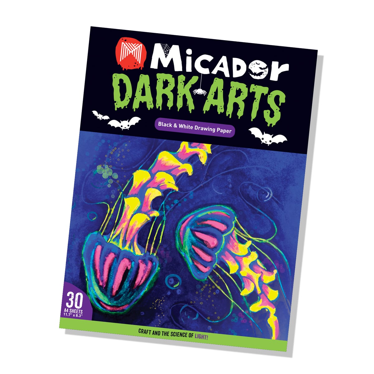 Micador Dark Arts, Drawing Pad, A4 Drawing Pad, 15 Black and 15 White Sheets