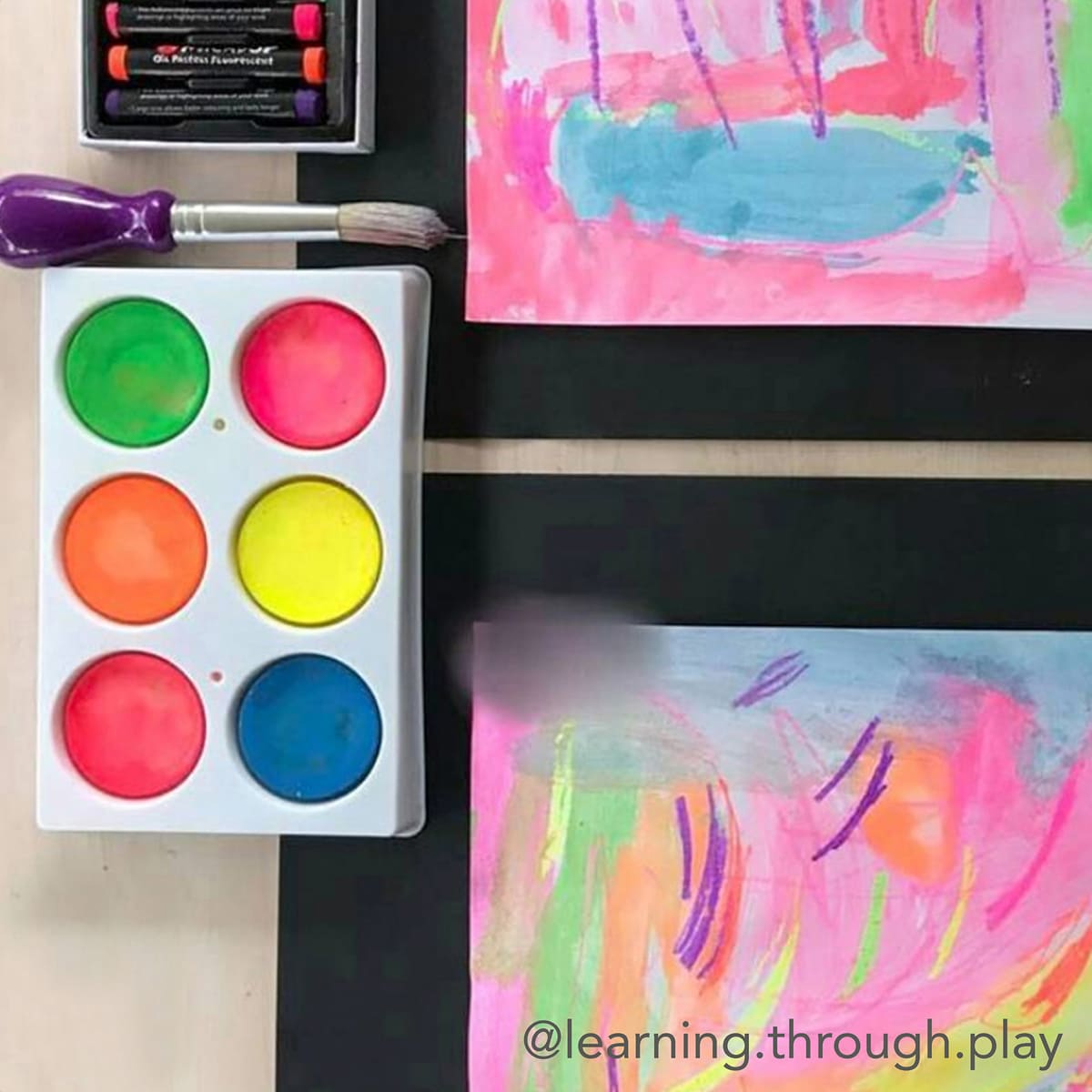Low-Mess Washable 6-Color Paint Disc Sets Fluoro Colors