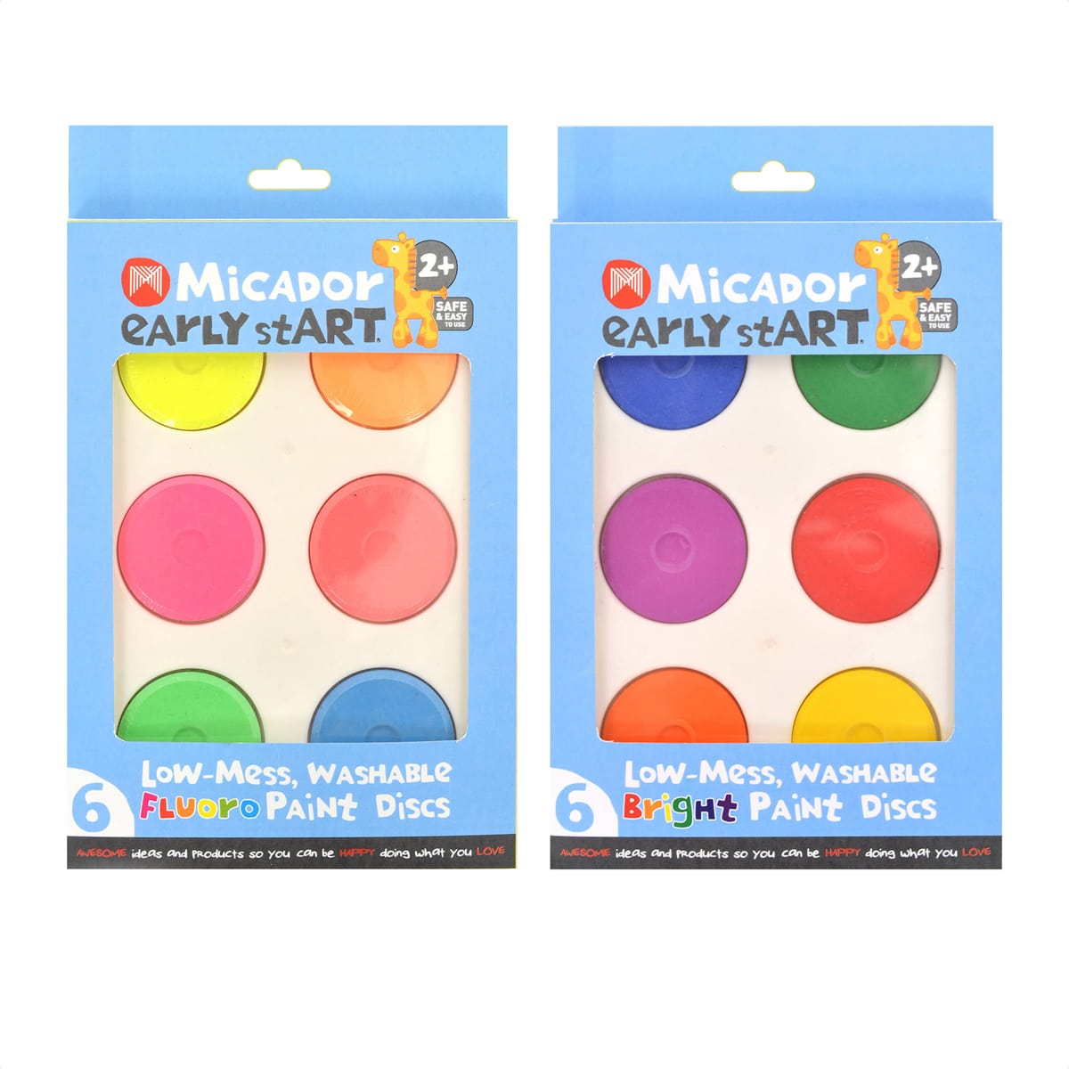 Low-Mess Washable 6-Color Paint Disc Sets Fluoro Colors