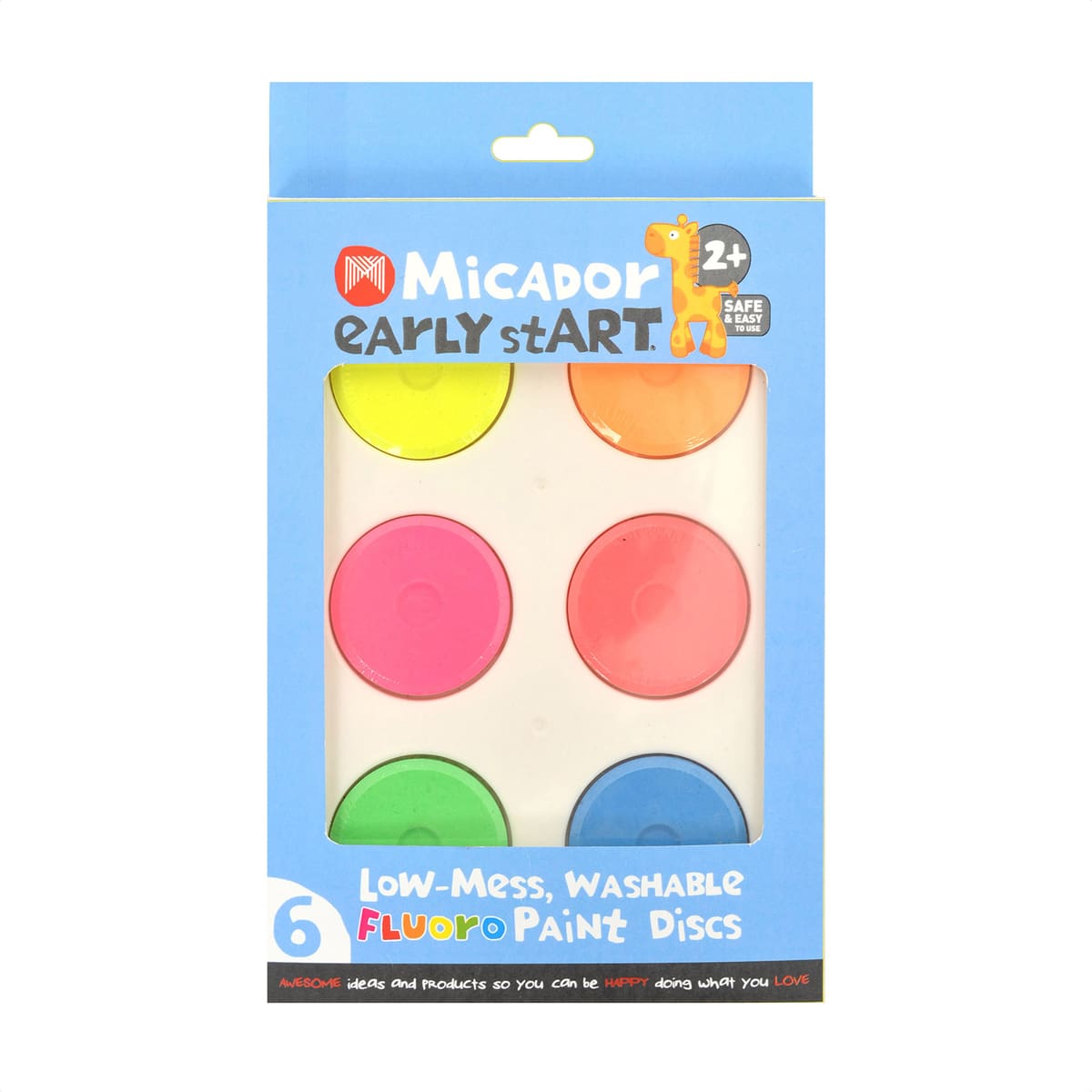 Low-Mess Washable 6-Color Paint Disc Sets Fluoro Colors