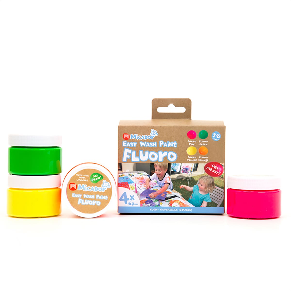 Easy Wash Paint Sets 4-Color Fluorescent Set - 60ml Jars