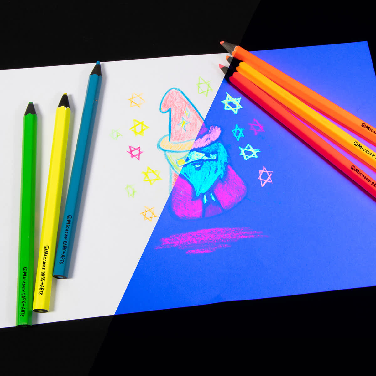 Neon Glow Jumbo Pencils 6-Color Set