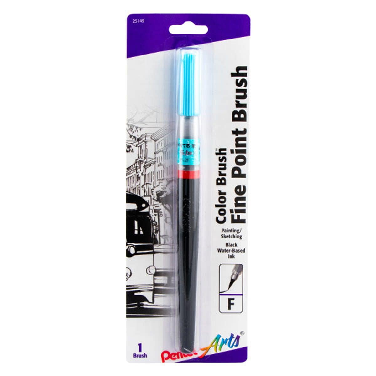 Color Brush Pens & Refill Ink Cartridges Black Fine Water-Based Ink, Carded - Peggable