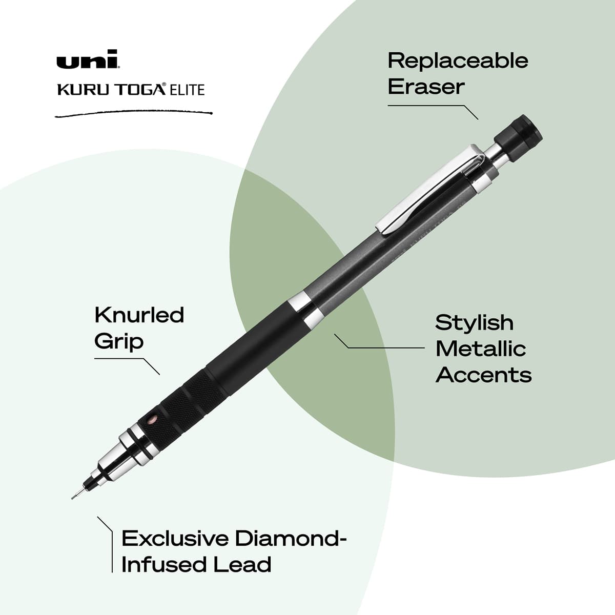 Kuru Toga Elite Mechanical Pencil Starter Kits Gun Metal