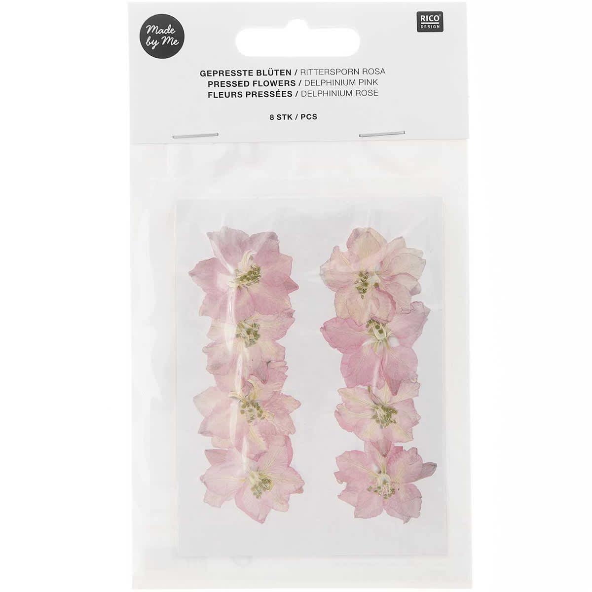 Pressed Flower & Plant Sets Delphinium - Pink, 8/Pkg.