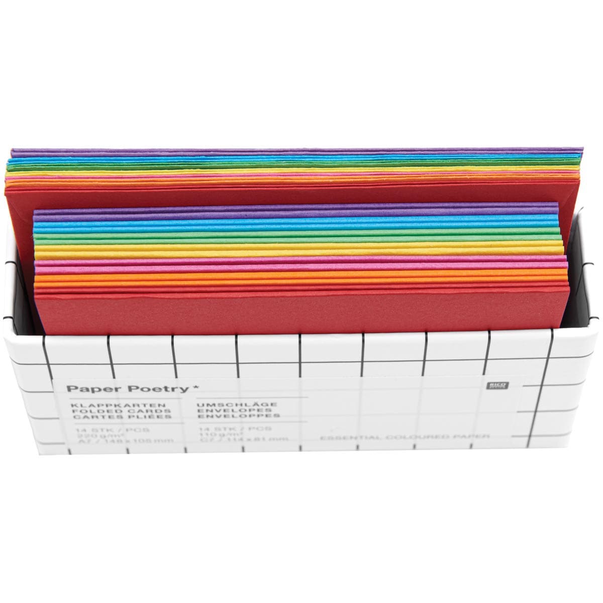 Rico Design Greeting Cards, Pkg of 14 Rainbow Classic 4.1" x 2.9"
