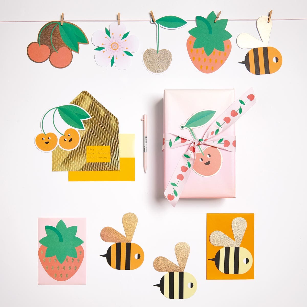 Rico Design Greeting Cards Bee/Fruit/Flower 6.7" x 4.75"