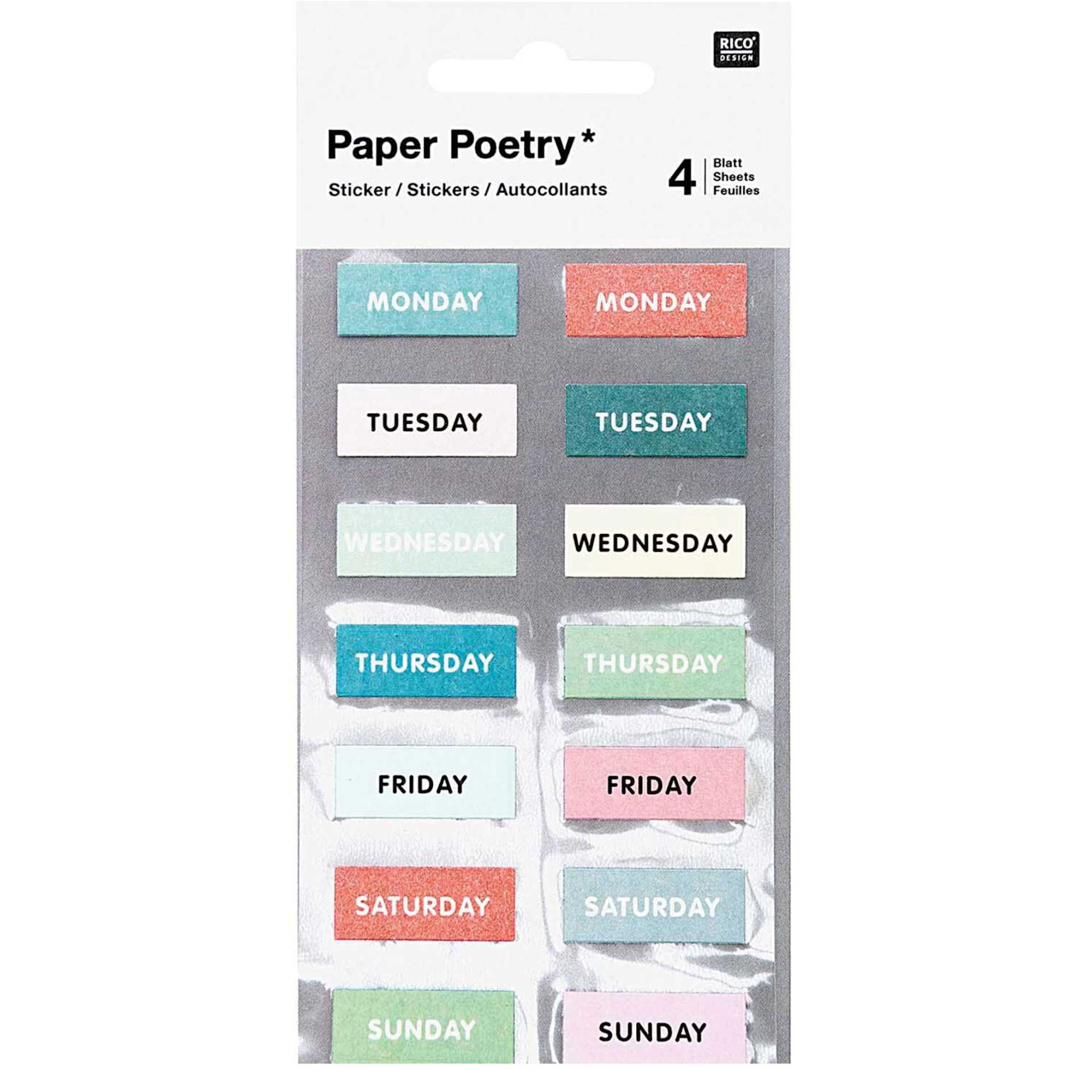 Sticker Sheet Sets Weekdays Green - 4 Shts./Pkg.