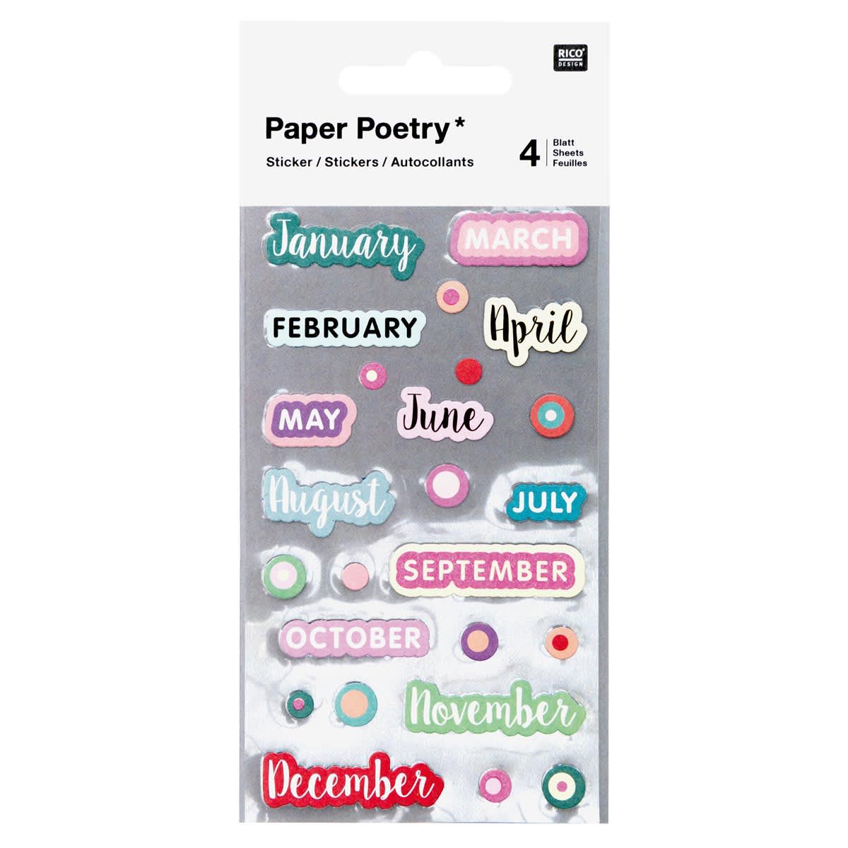 Sticker Sheet Sets Months - 4 Shts./Pkg.