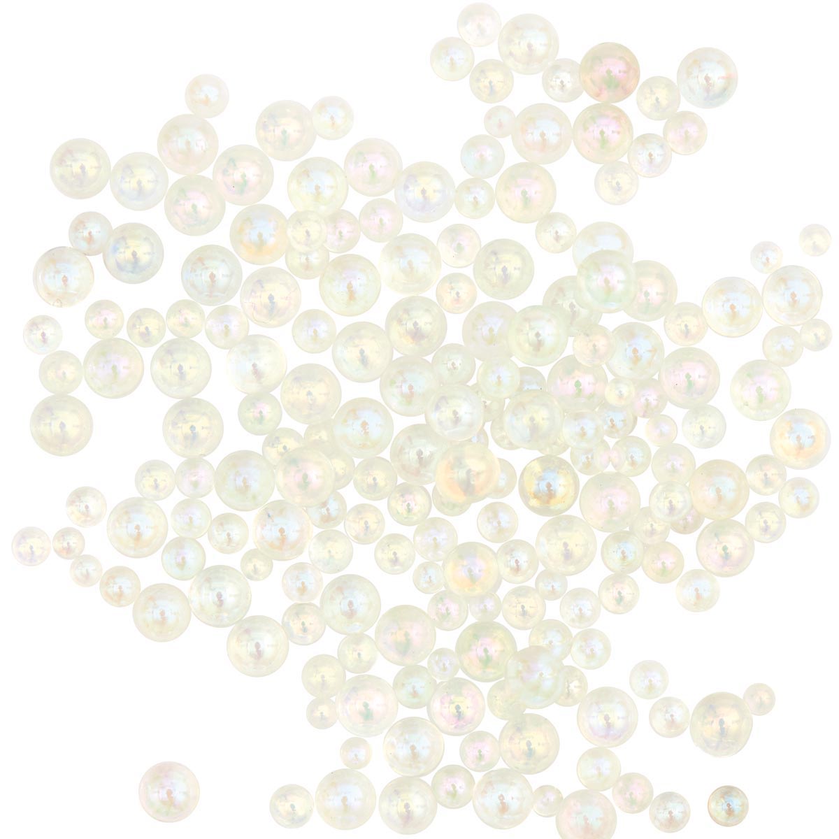 Resin Filling Materials Glass Beads, White Iridescent - 12.4g