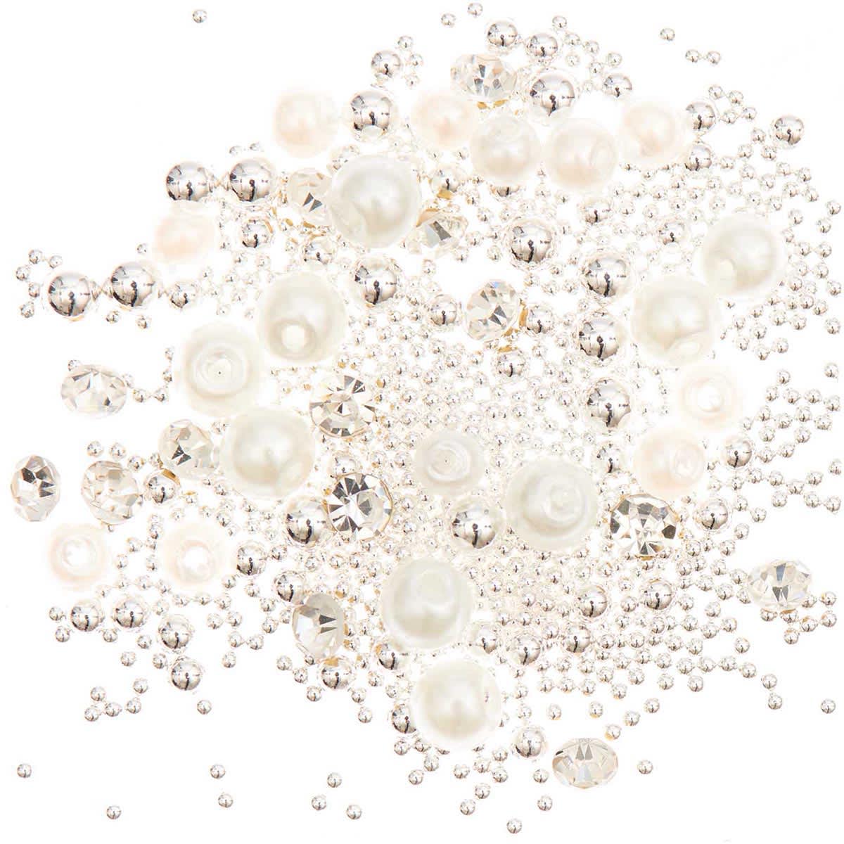 Resin Filling Materials Pearls, Diamonds, Globules - Silver, 13.5g