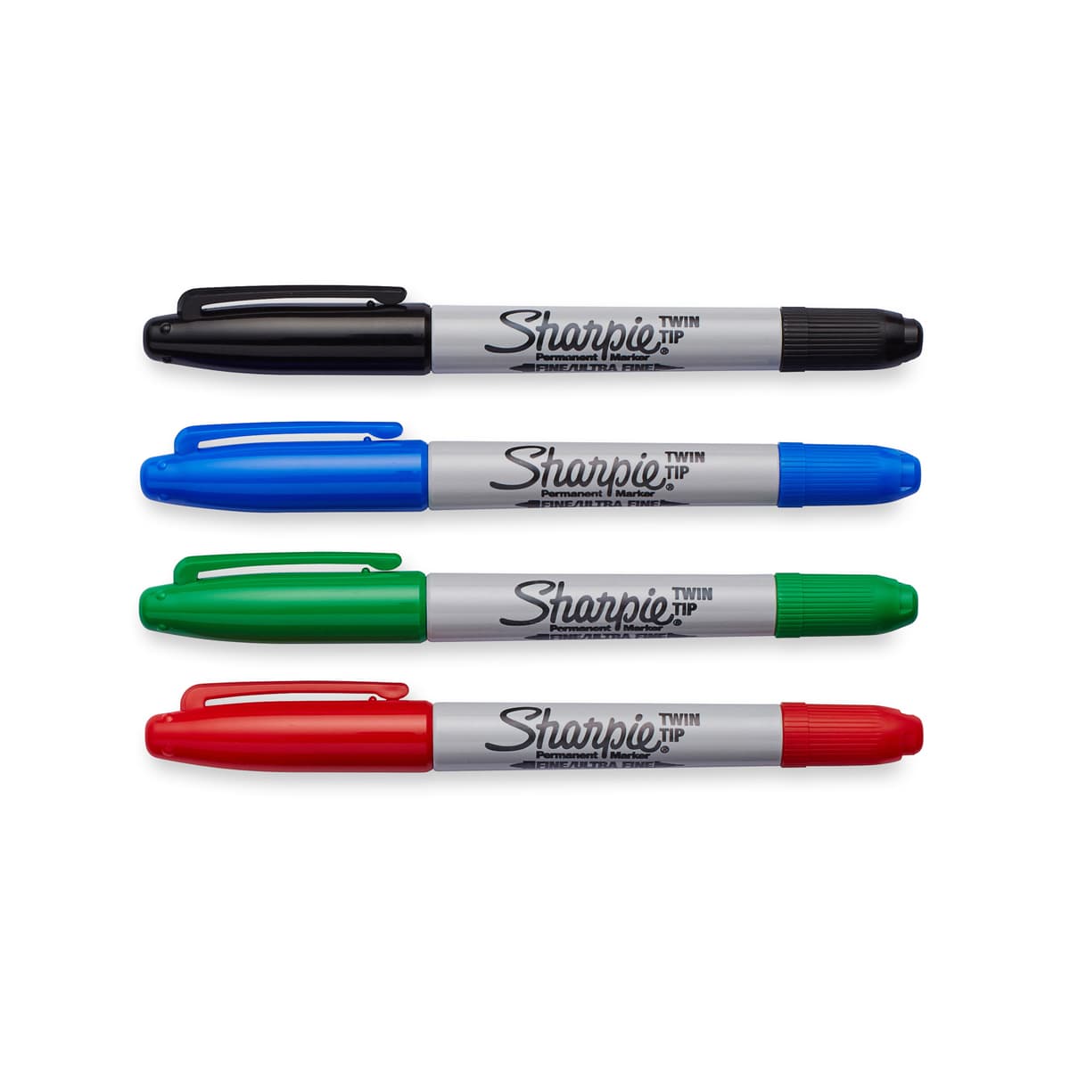 Sharpie Twin Tip Permanent Markers 4-Color Carded Set (Black, Blue, Green, Red)